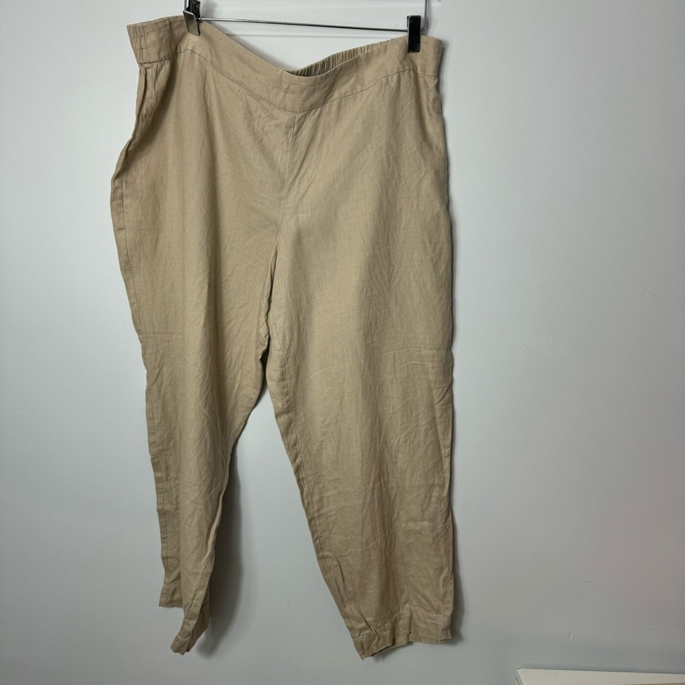 Eileen Fisher 100% Organic Linen crop Pant size xl 1954